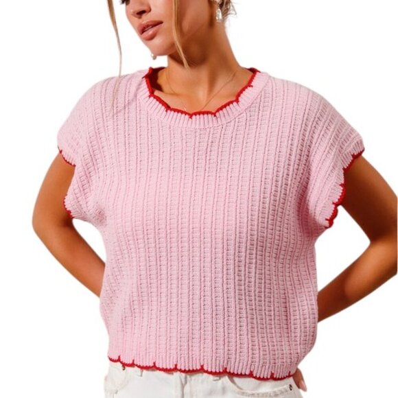 Pink Ribbed Sweater Top - Picture 4 of 10